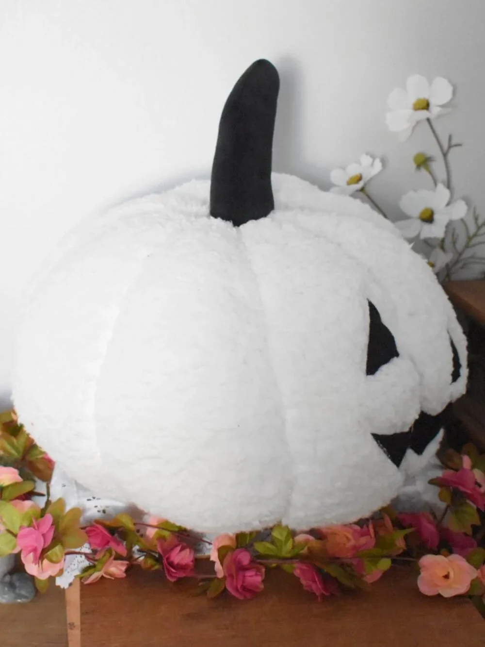 Mr Jack Black White Jack O Lantern Pumpkin Sherpa Throw Pillow Halloween Decor